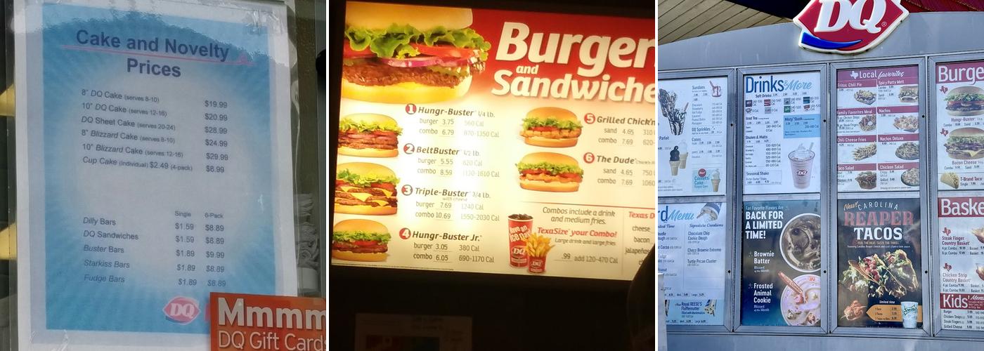 Dairy Queen Menu