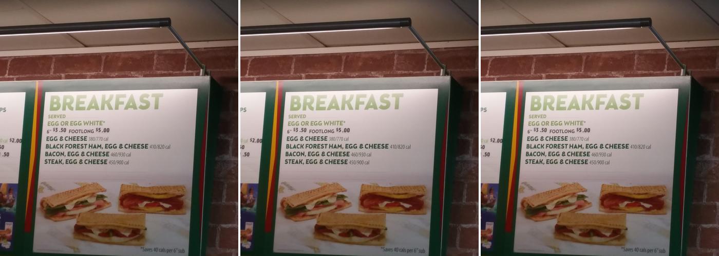 Subway Menu