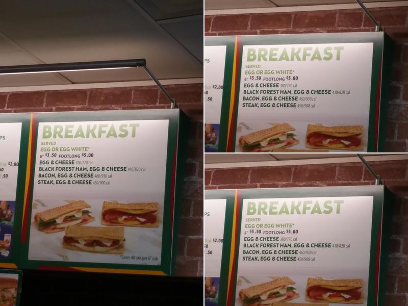 Subway Menu