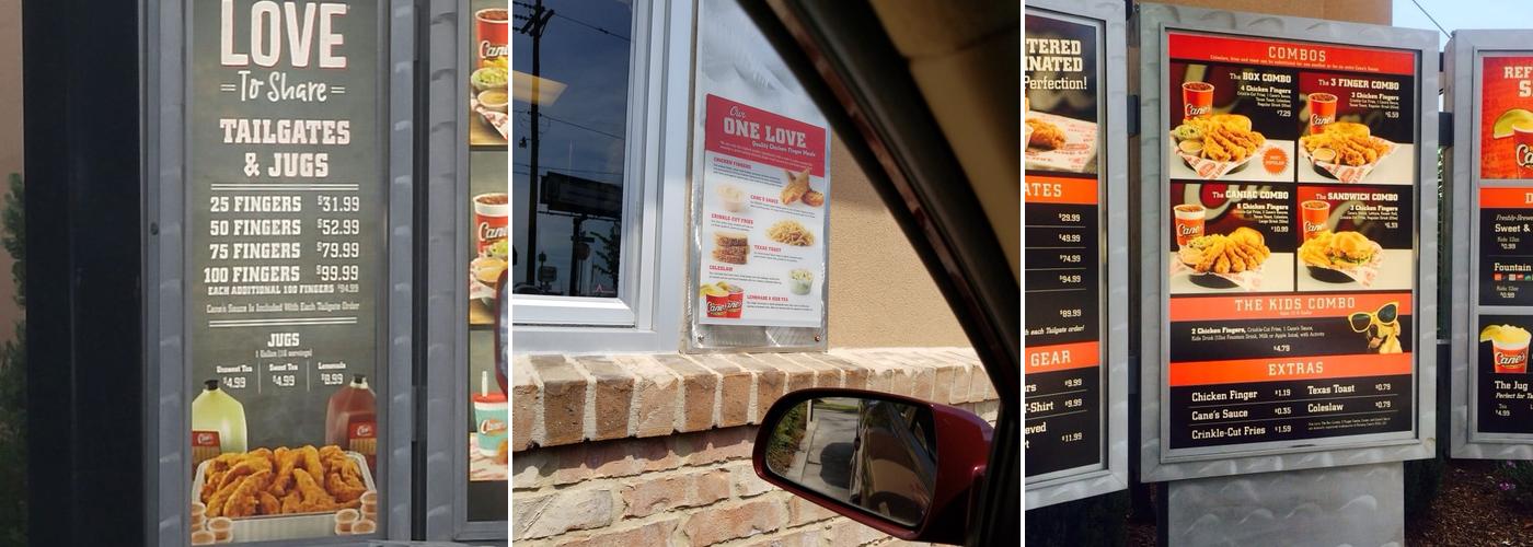 Raising Cane's Chicken Fingers Menu