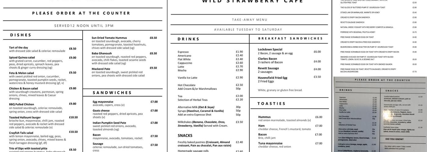 Wild Strawberry Cafe Menu