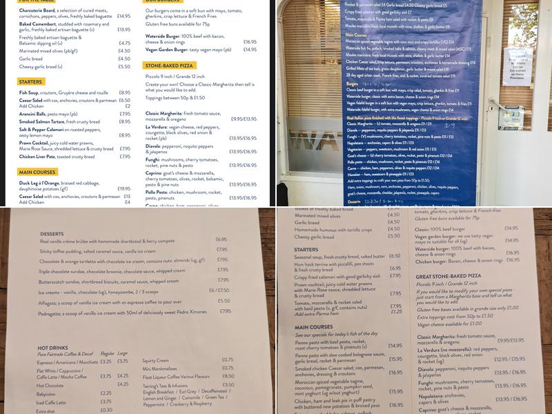 Waterside Bistro in Devon Menu