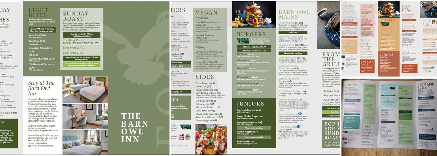The Barn Owl Menu