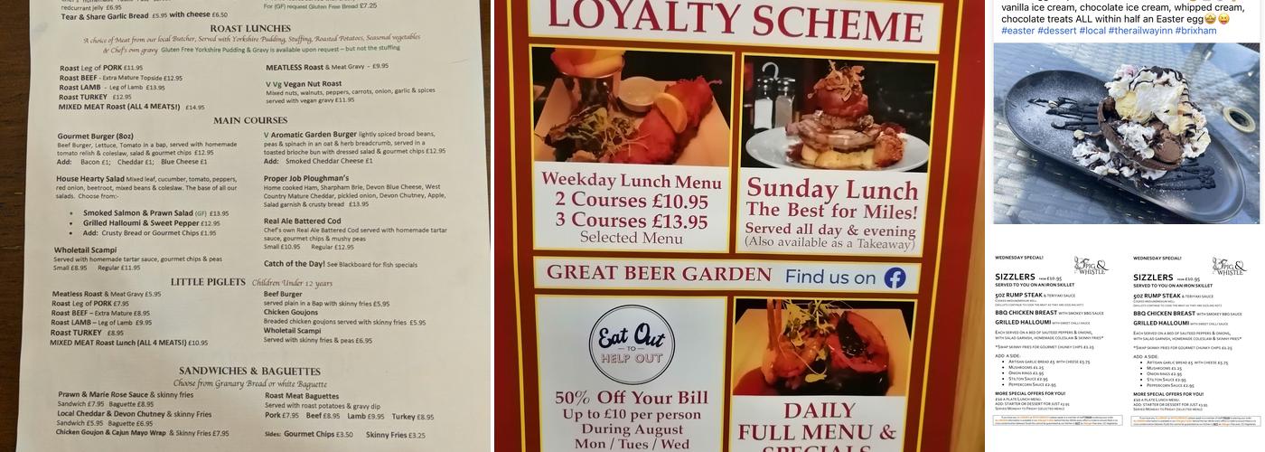 The Pig & Whistle Menu