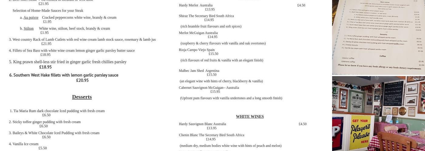 Memories Bistro Menu