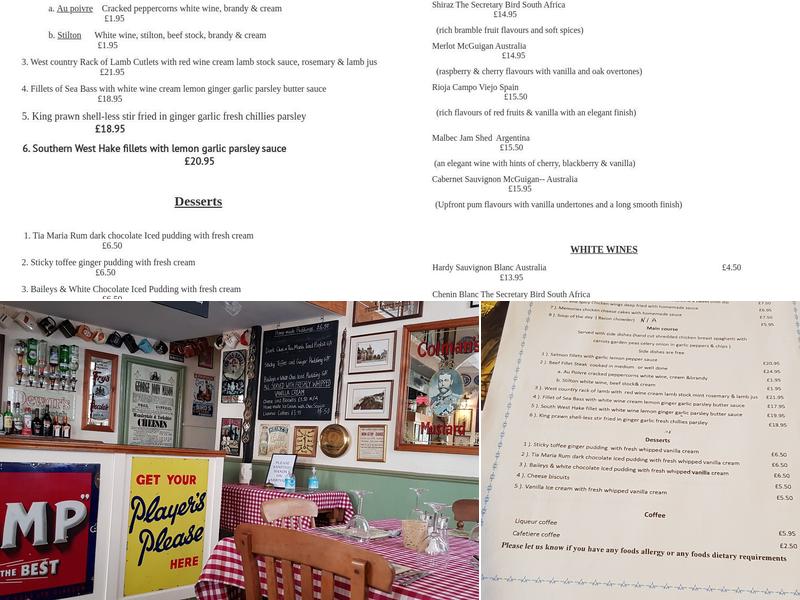 Memories Bistro Menu