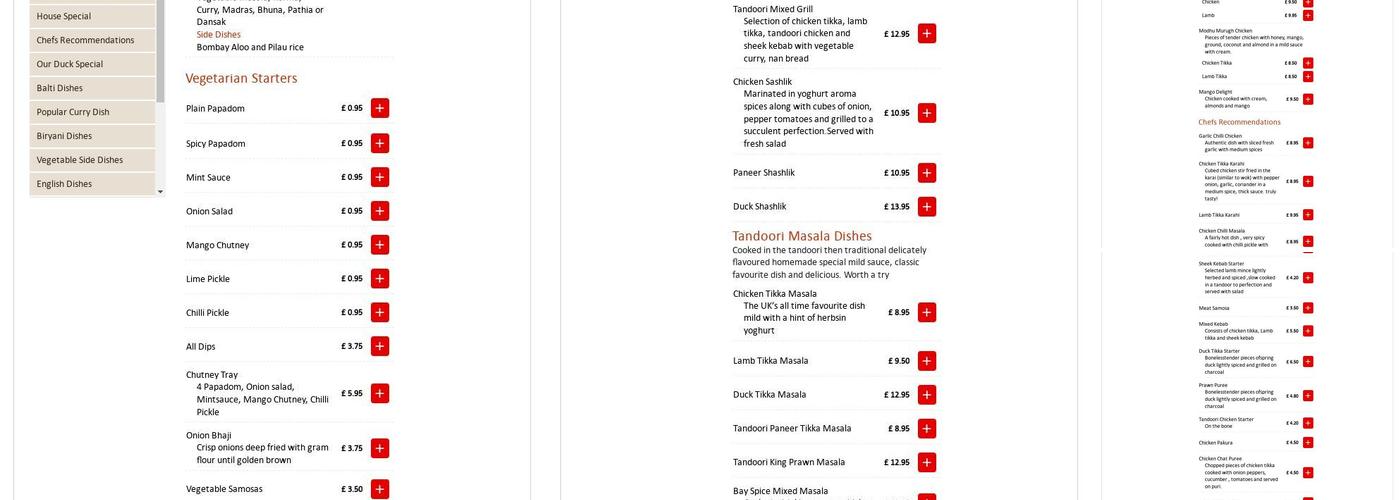 Bay Spice Tandoori Menu