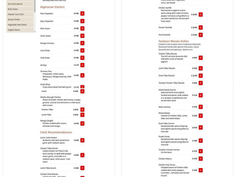 Bay Spice Tandoori Menu