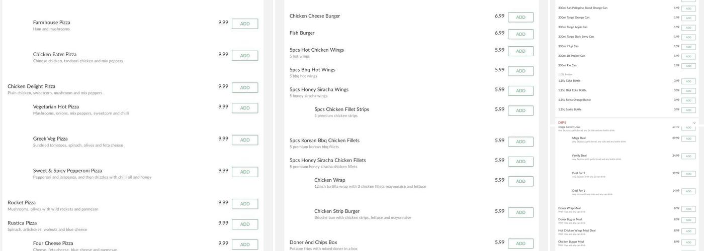 Olive Tree Pizza Menu