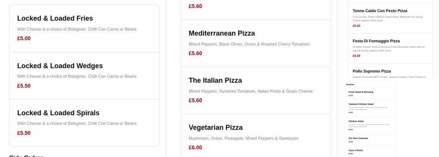 The Pizza Man Menu