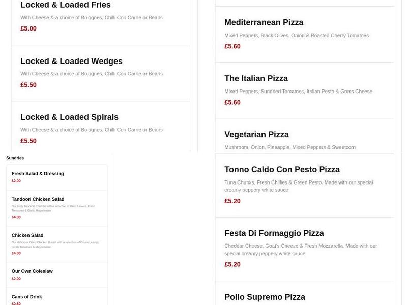 The Pizza Man Menu
