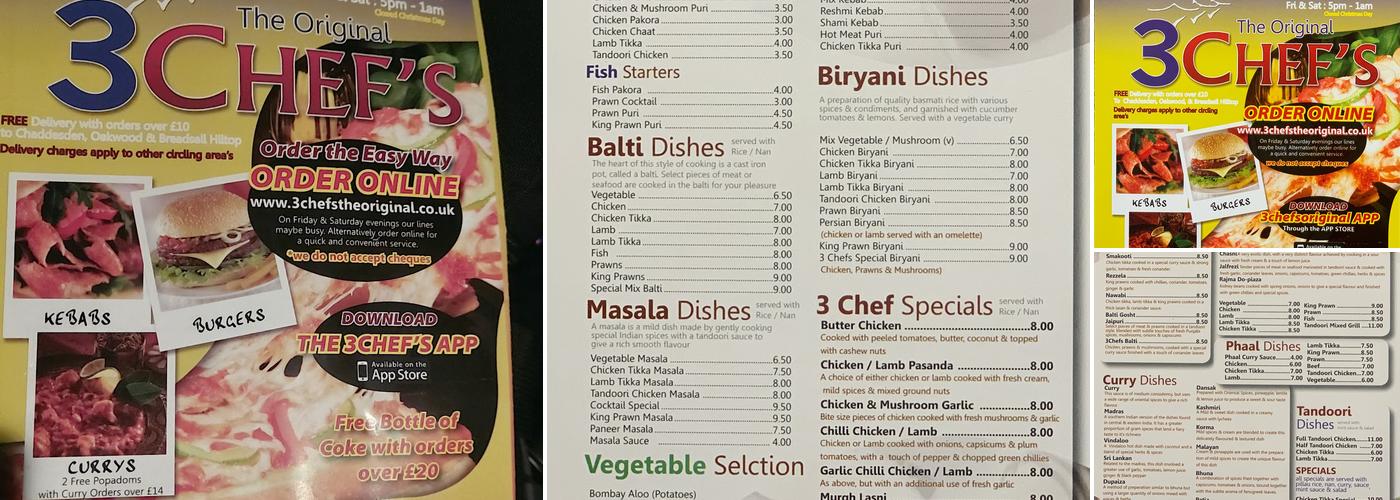 3 Chef Original Menu