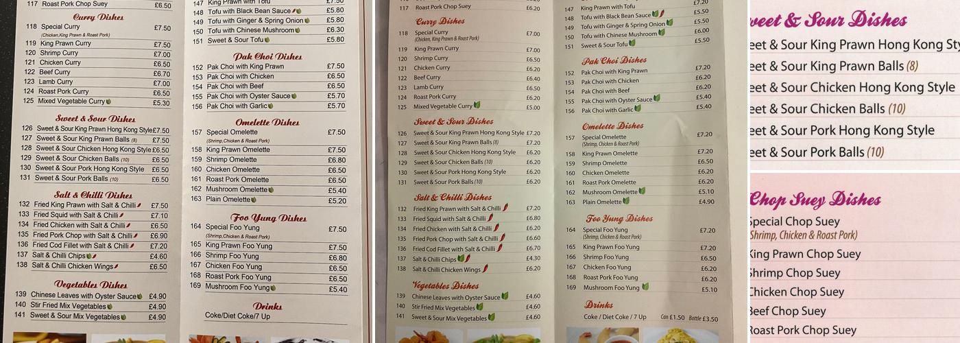 Peach Blossom Chinese Takeaway Menu