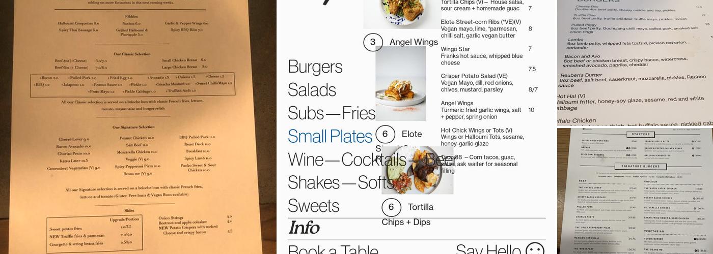 Eighty Ate Burger Menu