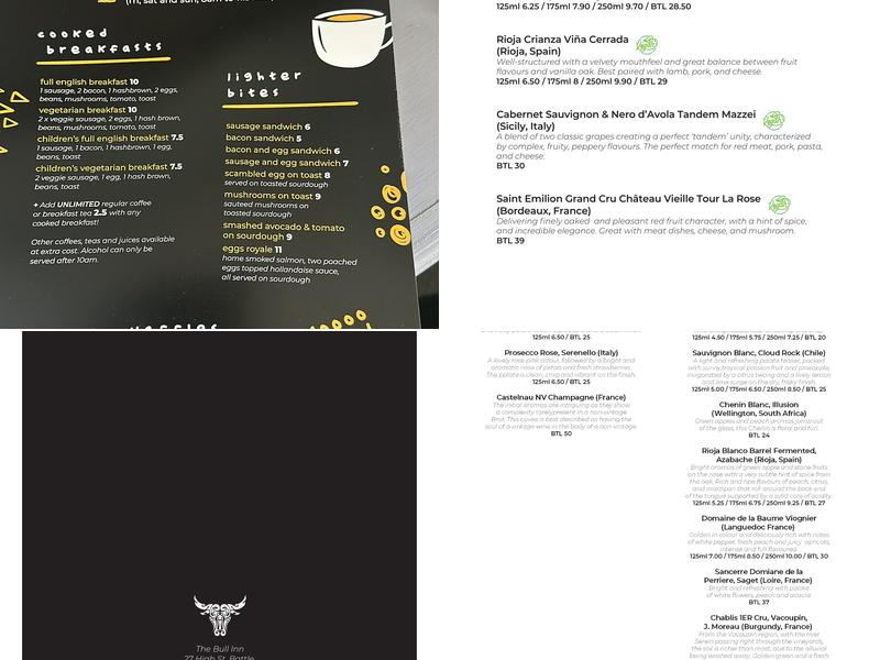 The Bull Inn Battle Menu