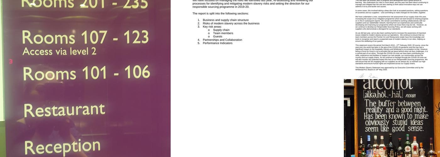 Premier Inn Hastings hotel Menu