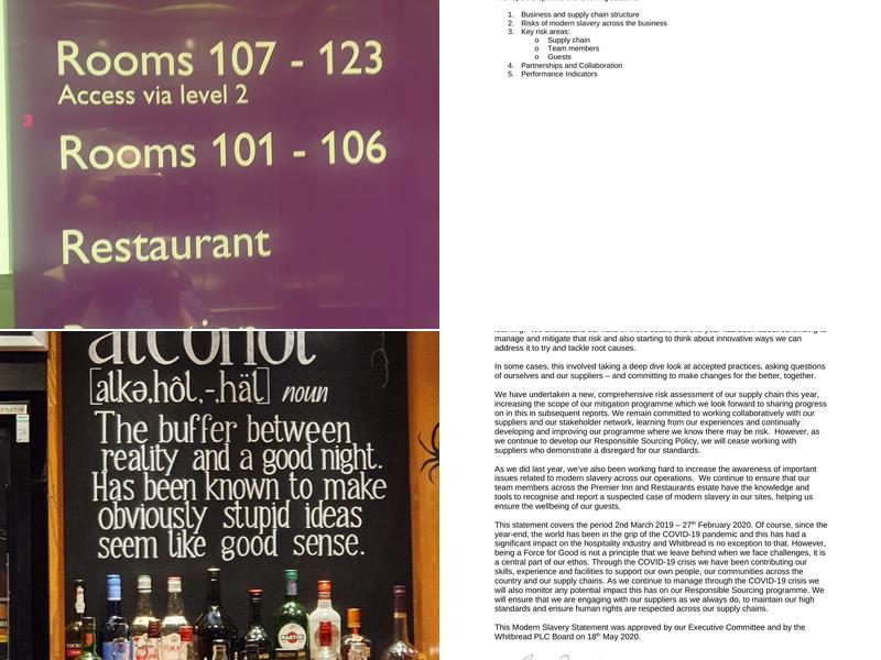 Premier Inn Hastings hotel Menu