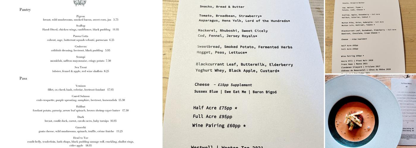 The Small Holding Menu