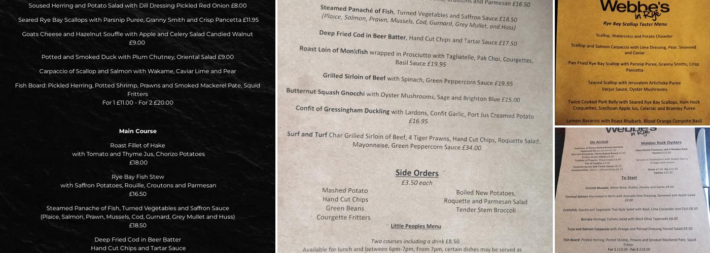 Webbe's at The Fish Cafe Menu