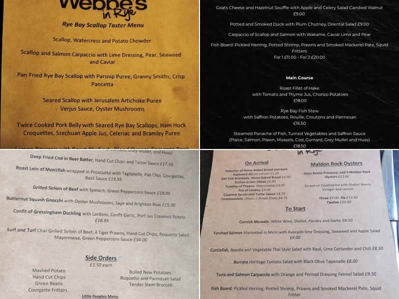 Webbe's at The Fish Cafe Menu