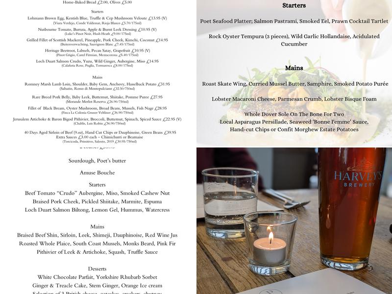 The Poet at Matfield Menu