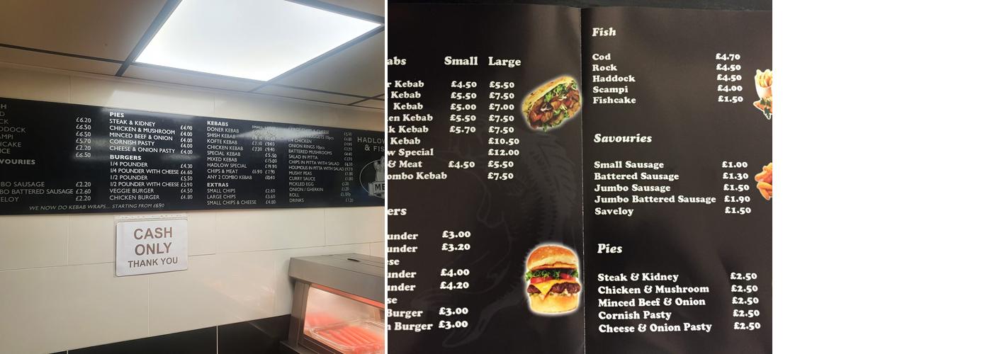 Hadlow Kebab & Fish Bar Menu