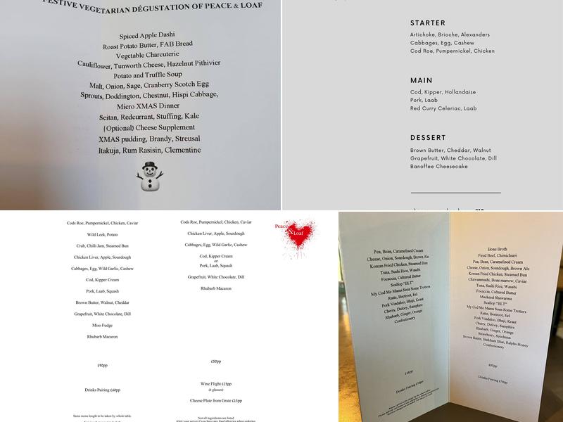 Peace & Loaf restaurant Menu