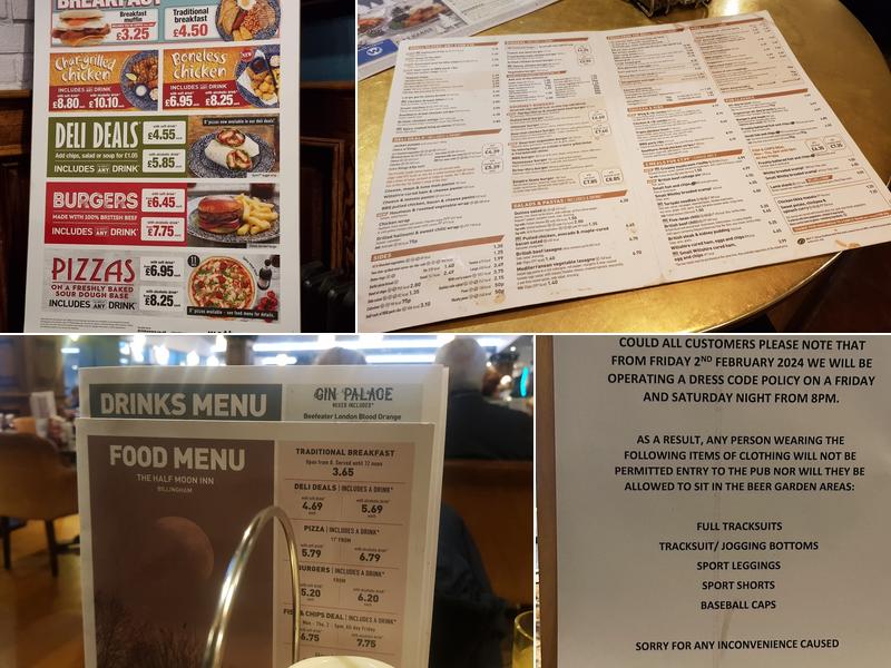The Half Moon Inn - JD Wetherspoon Menu