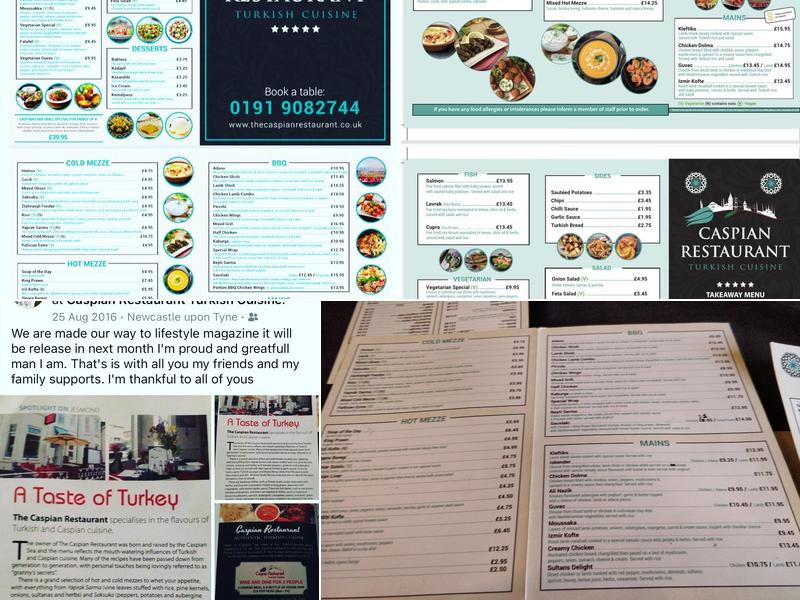 Caspian Restaurant Turkish Cuisine Menu