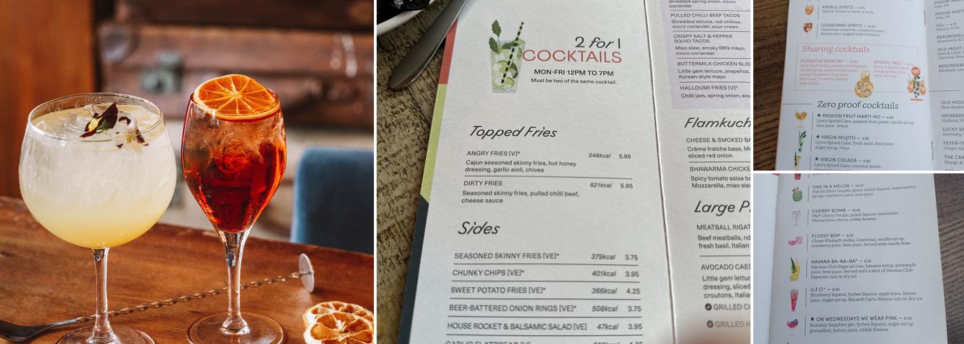 Pitcher & Piano Newcastle Menu