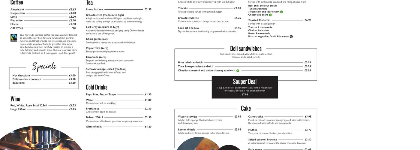 Laing Art Gallery Menu