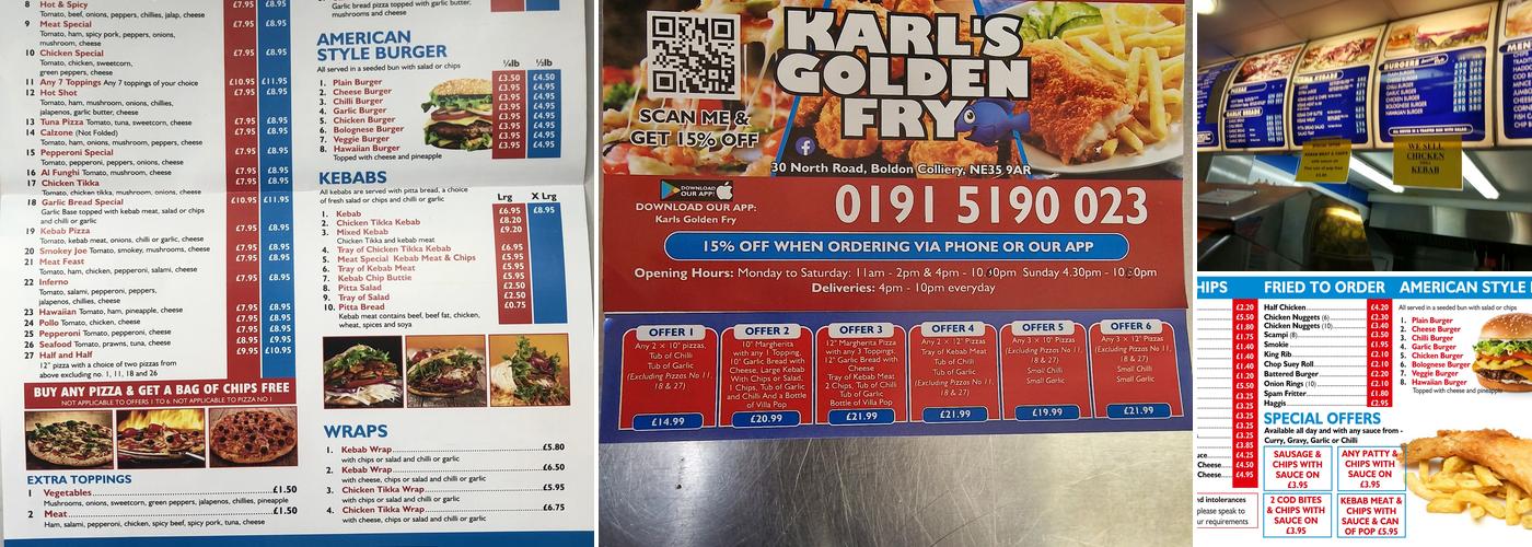 Karls Golden Fry Menu