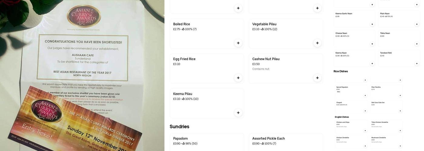 Alishaan By The Sea Menu