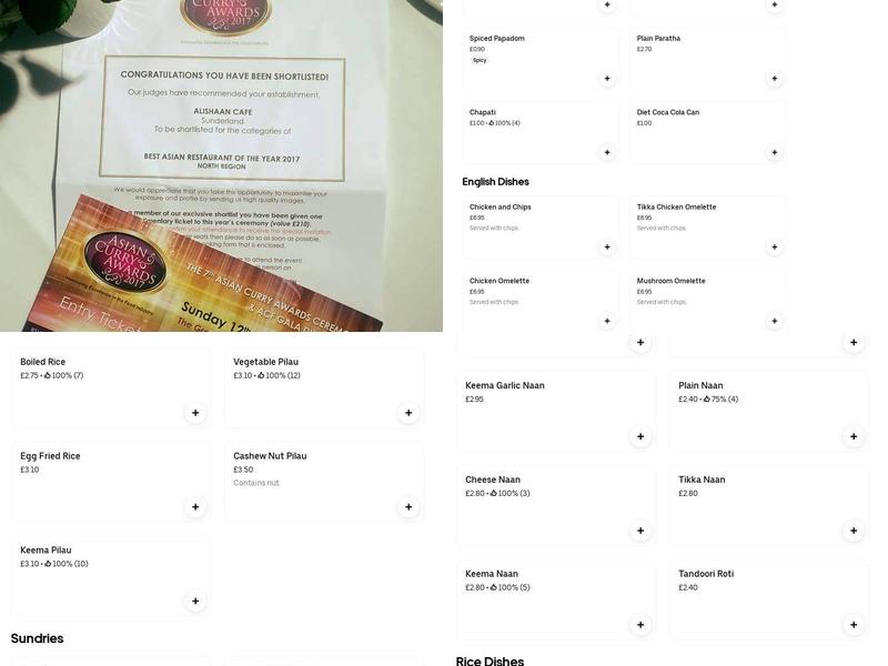 Alishaan By The Sea Menu