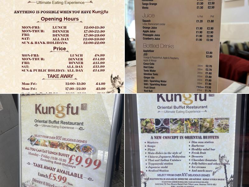 Kung-fu Oriental Buffet Menu