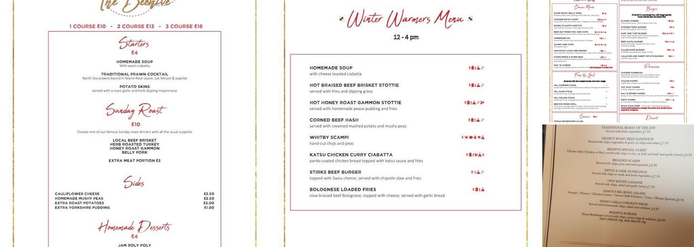 The Beehive Pub Menu