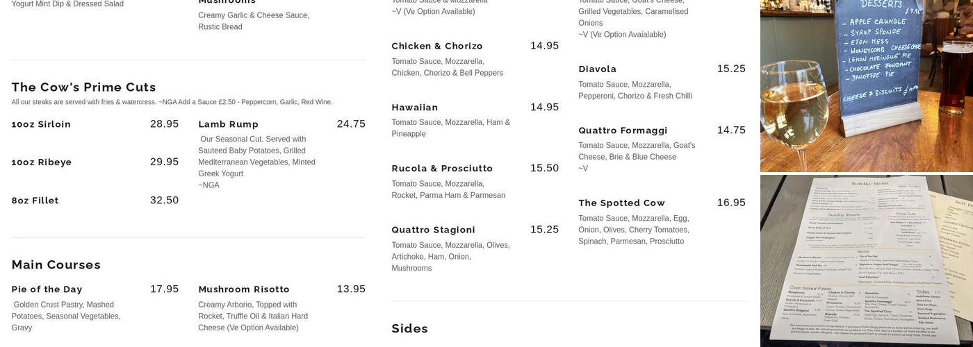 The Spotted Cow Menu