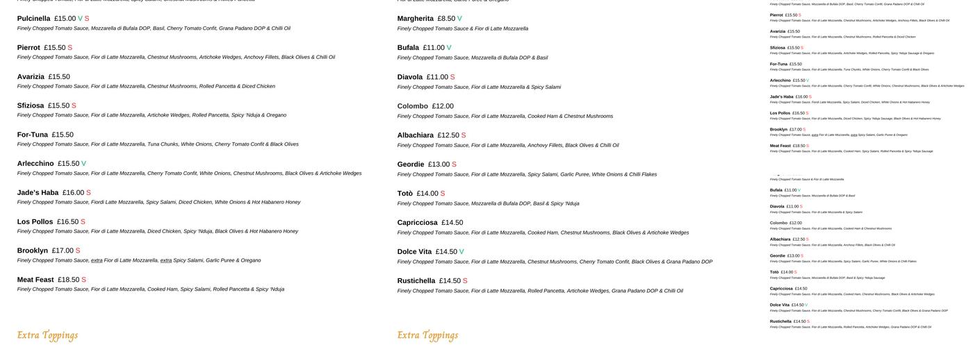 Pizzeria Italia Newcastle Menu