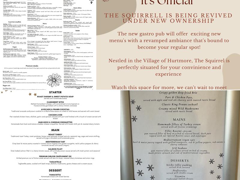 The Squirrel Inn Menu