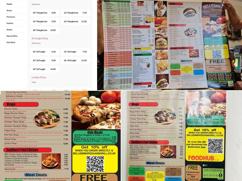 Bellissimo pizza & grill Menu