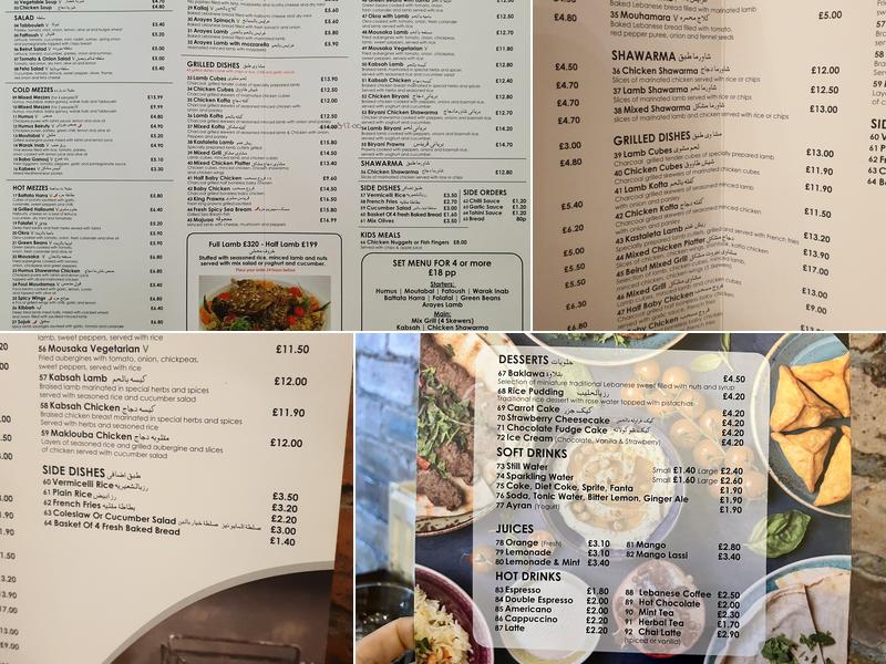 Beirut Lounge Newcastle Menu