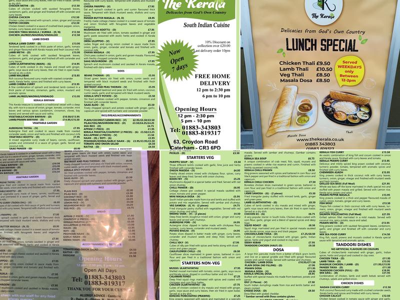 The Kerala Menu