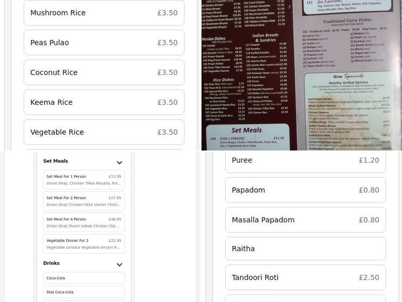 Merstham Tandoori Menu