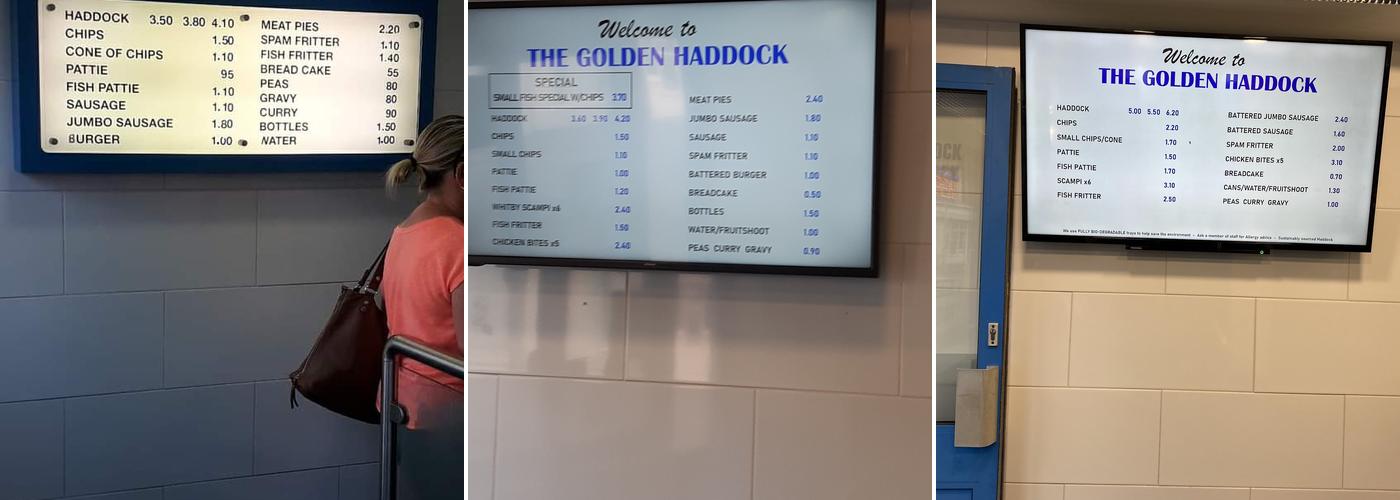 The Golden Haddock Menu