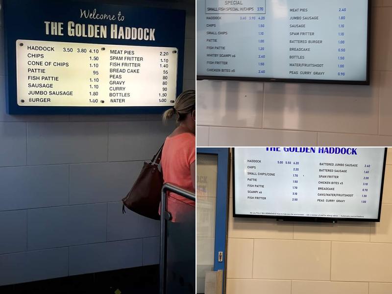 The Golden Haddock Menu