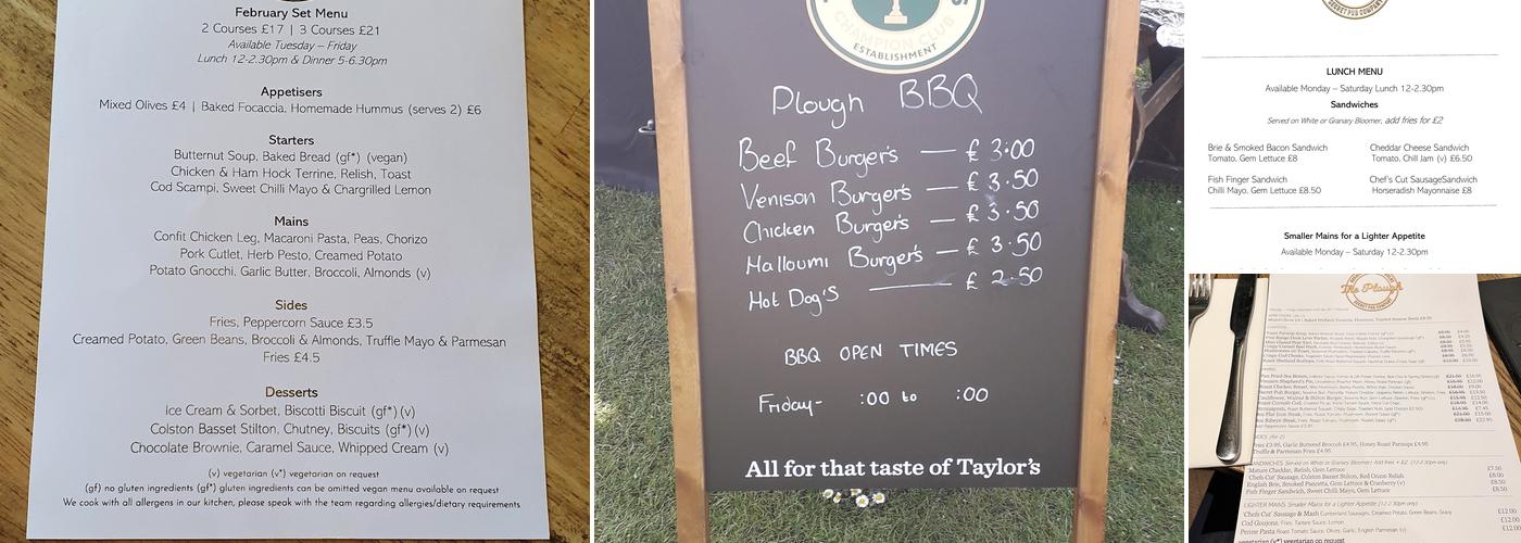 The Plough At Normanton Menu