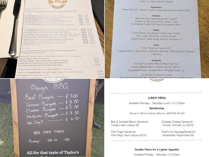 The Plough At Normanton Menu
