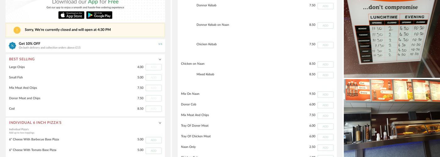 Rectory Fish Bar Menu