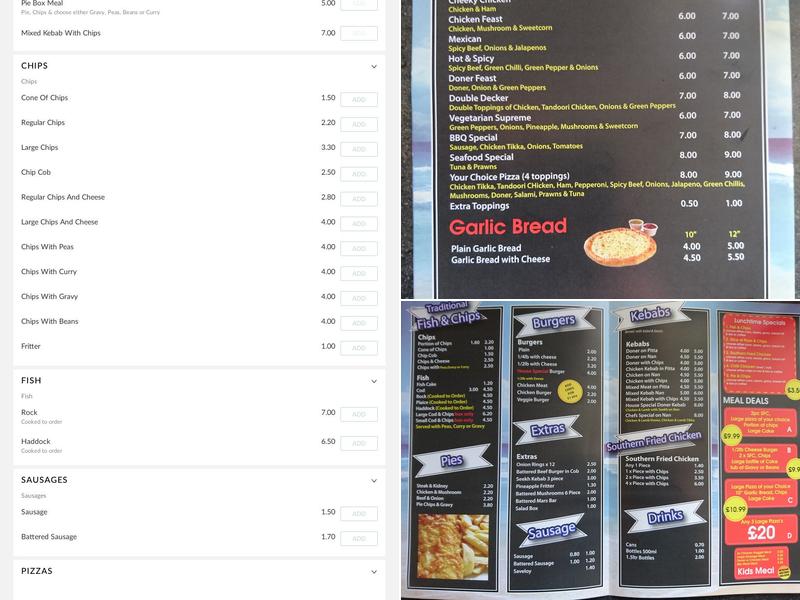 Rock n Cod Plaice Menu