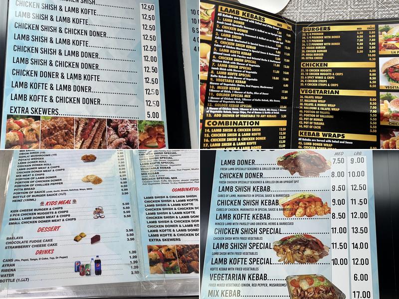 Addlestone Golden Kebab Menu